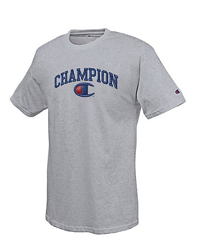Champion Cotton-Rich Men's T Shirt with Arched Embroidered-Look Logo Graphic