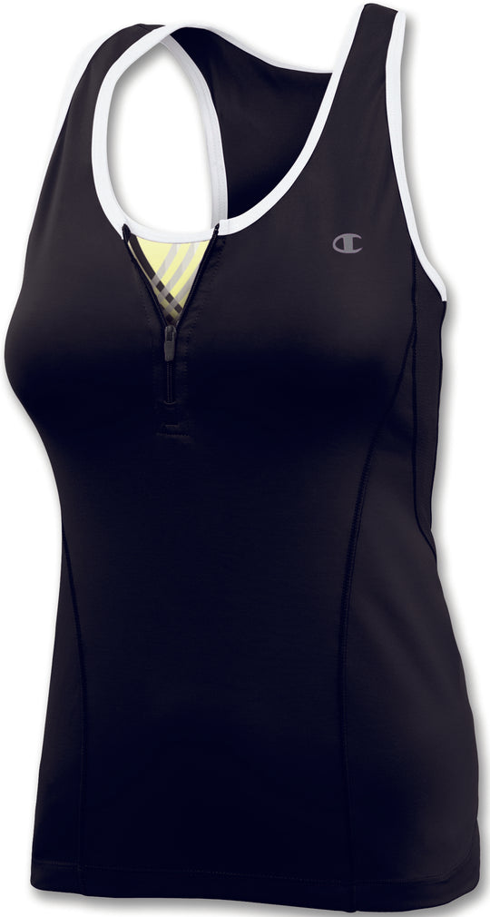 Champion Double Dry® 1/4-Zip Workout Tank Top with Built-In Medium-Support Bra