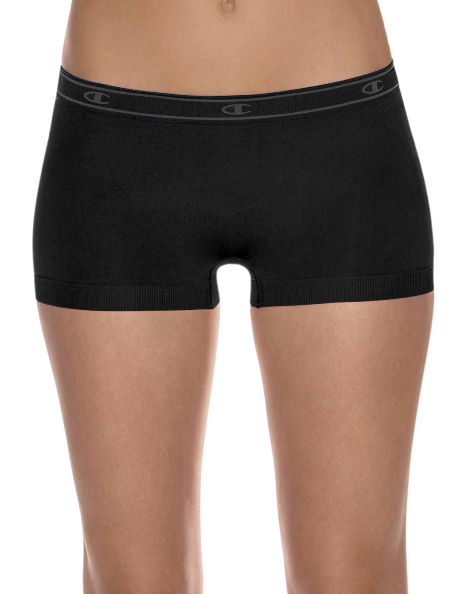 Champion Women's Seamless Boyshort, C Logo Black