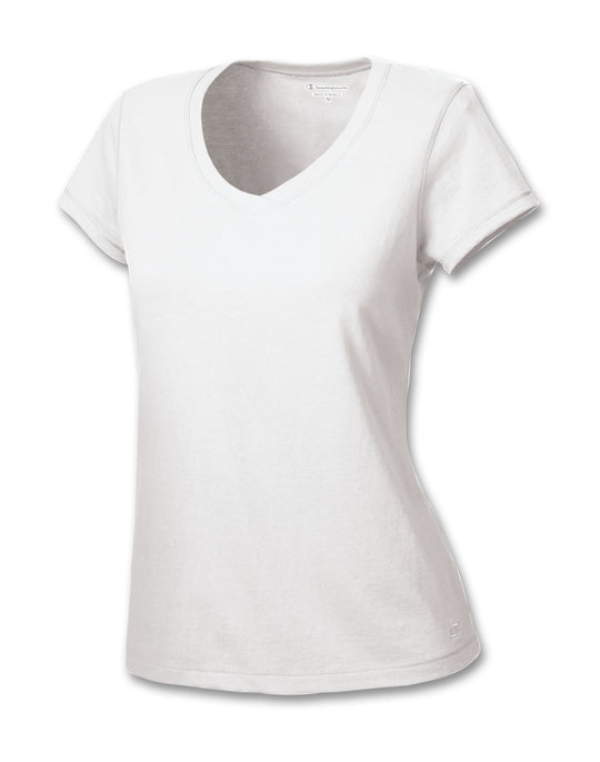 Champion Women`s Cotton Jersey Short-Sleeve V-Neck T Shirt