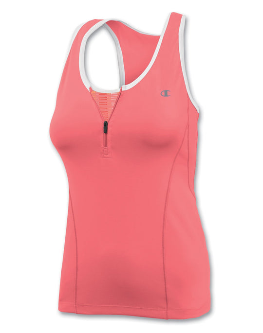Champion Double Dry® 1/4-Zip Workout Tank Top with Built-In Medium-Support Bra