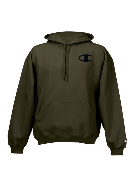 Champion Super Hood Fleece Men`s Hoodie with Big Raised Embroidered C Logo