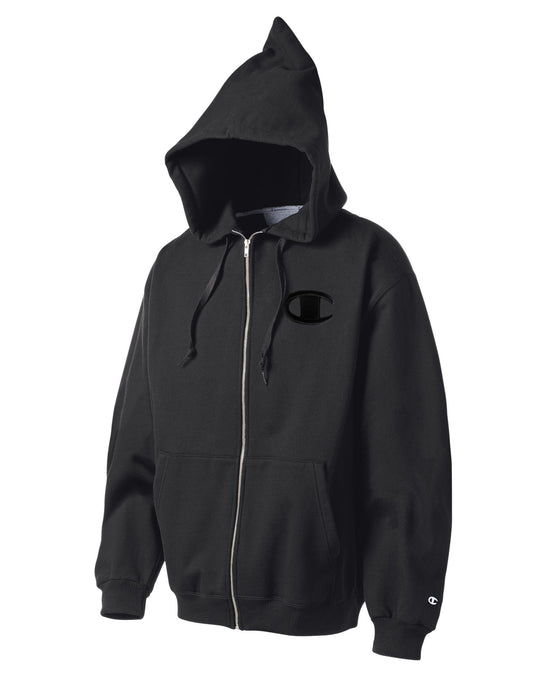 Champion Men`s Super Hood® Full-Zip Hoodie with Big Raised Embroidered C