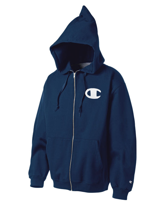 Champion Men`s Super Hood® Full-Zip Hoodie with Big Raised Embroidered C