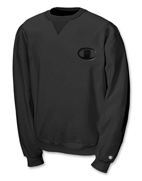 Champion Men`s Super Fleece Sweatshirt with Big Raised Embroidered C Logo
