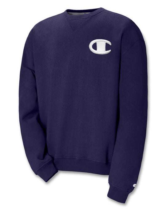 Champion Men`s Super Fleece Sweatshirt with Big Raised Embroidered C Logo