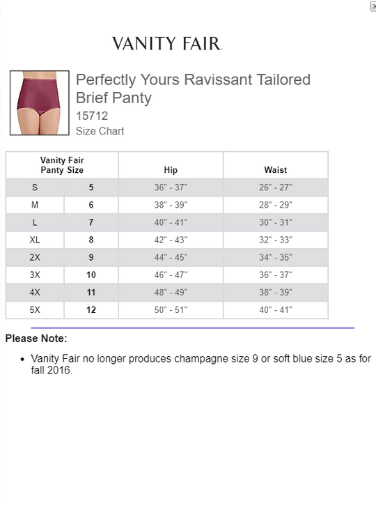 Vanity Fair Perfectly Yours Women`s Ravissant Tailored Nylon Brief