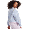 Champion Life Womens Seersucker Cropped Coaches Jacket, L, Frontier Blue