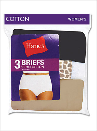 D40LWH - Hanes Women's Cotton Briefs 3 Pack