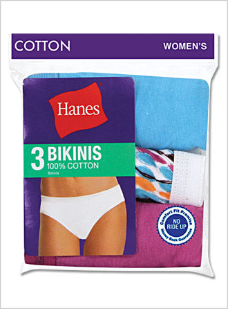 Hanes Women's Cotton Bikinis 3-Pack