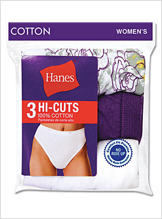 D43LAS - Hanes Women's Cotton Hi-Cuts 3-Pack