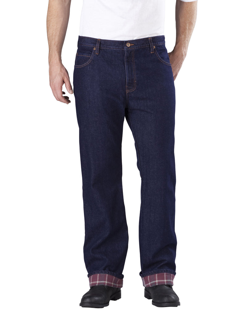 Dickies Mens Relaxed Straight Fit Flannel-Lined Denim Jeans