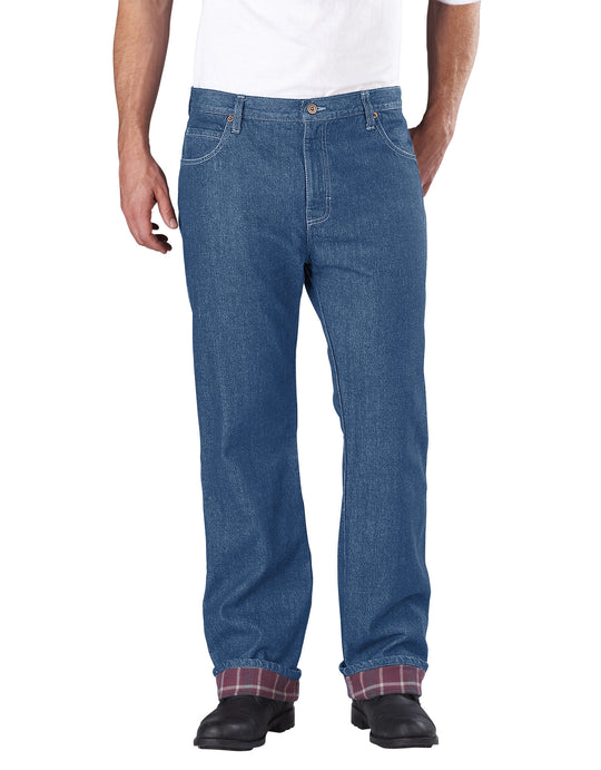 Dickies Mens Relaxed Straight Fit Flannel-Lined Denim Jeans