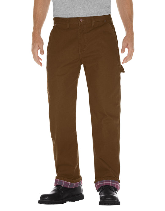 Dickies Mens Relaxed Straight Fit Flannel-Lined Carpenter Duck Jeans