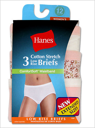 Hanes Women's Plus Low-Rise Stretch Brief Panties with ComfortSoft Waistband 3-Pack