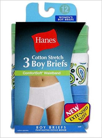Hanes Women's Plus Boy Short Panties with ComfortSoft® Waistband 3 Pack