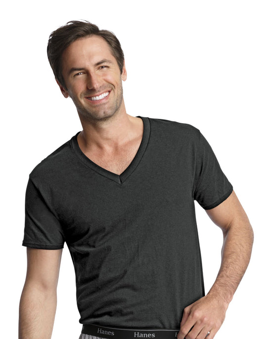 Hanes Classics Men's Traditional Fit Dyed V-Neck TAGLESS Undershirt 3-Pack