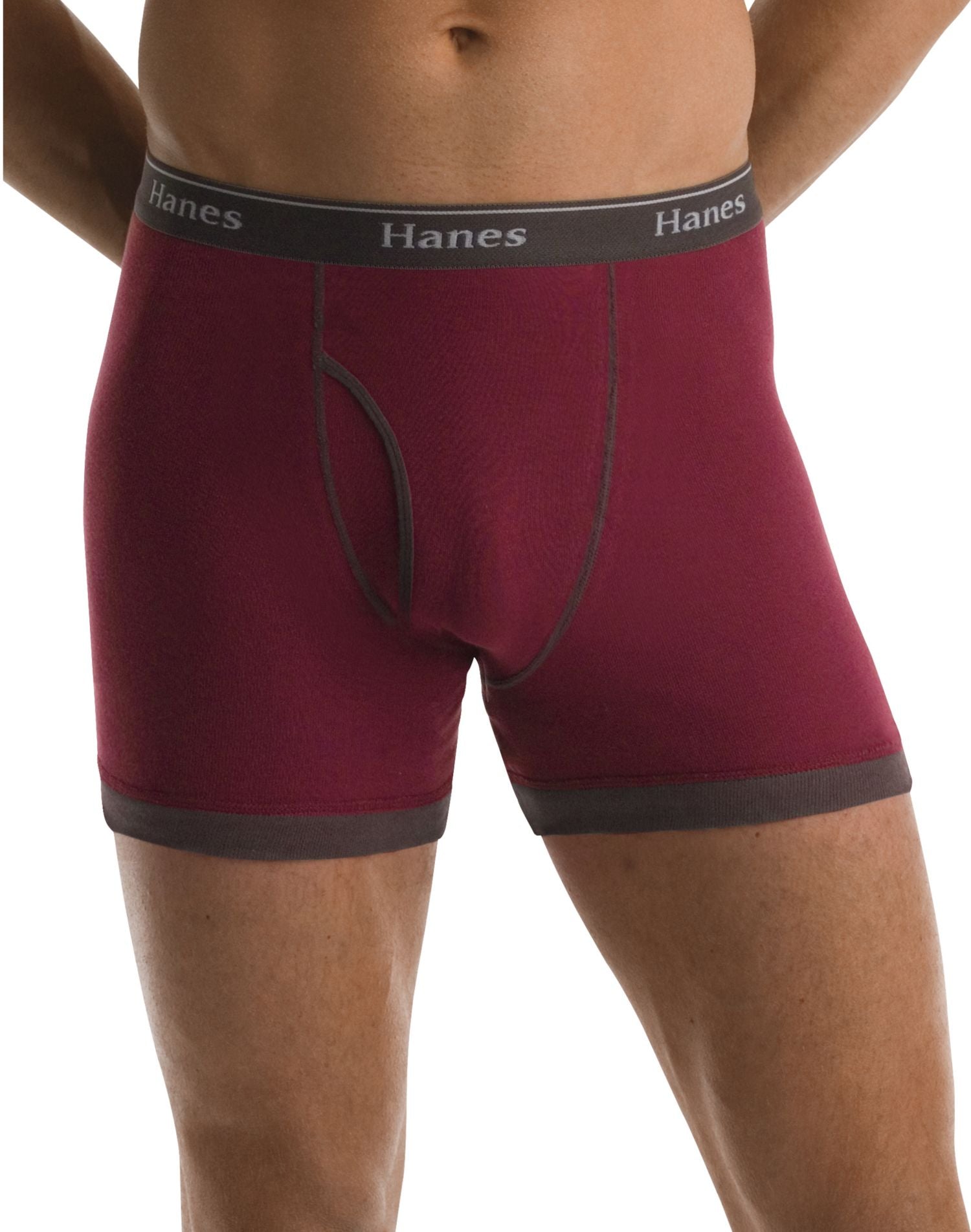 7694R5 - Hanes Classics Men's TAGLESS® Ringer Boxer Briefs with Comfort Flex®  Waistband 5-Pack