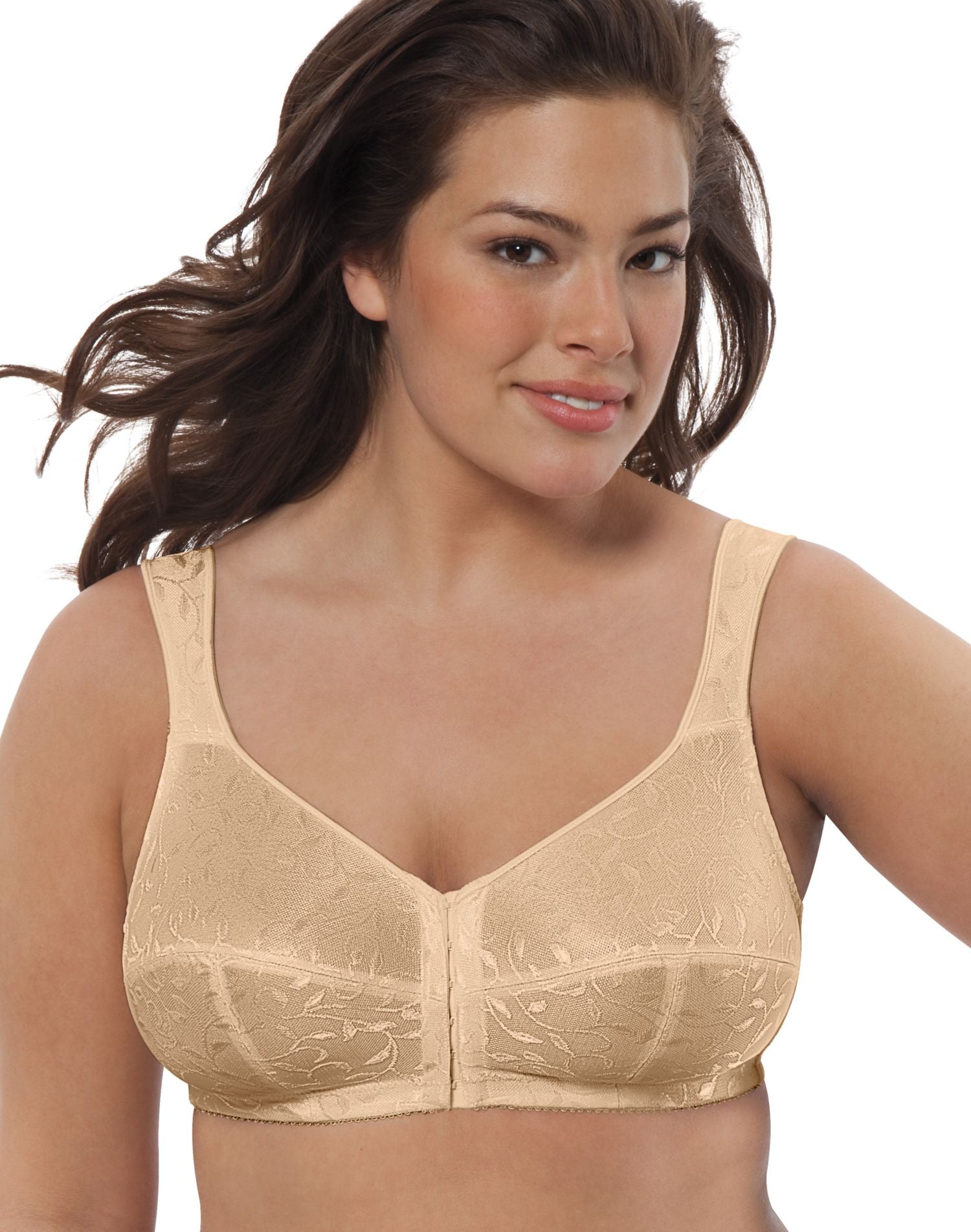 Just My Size Easy-On Front Close Wirefree Bra Nude 48DD Women's