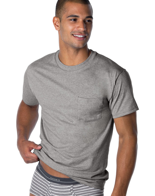 Hanes Men's ComfortSoft Cool DRI Dyed Crewneck TAGLESS Pocket Undershirt 4-Pack