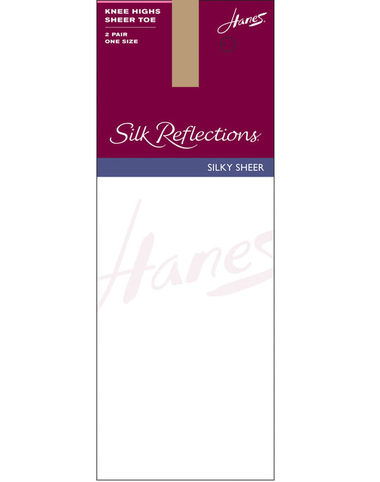 Hanes Silk Reflections Knee Highs, Sandalfoot 2 Pair Pack