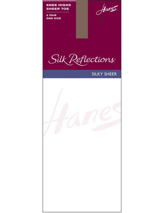 Hanes Silk Reflections Knee Highs, Sandalfoot 2 Pair Pack