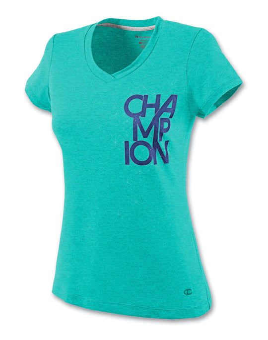 Champion Double Dry Cotton Women's T Shirt with Triad Logo Graphic
