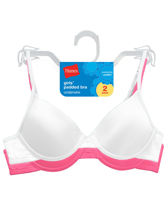 Hanes Girls' Padded Underwire Bra 2-Pack