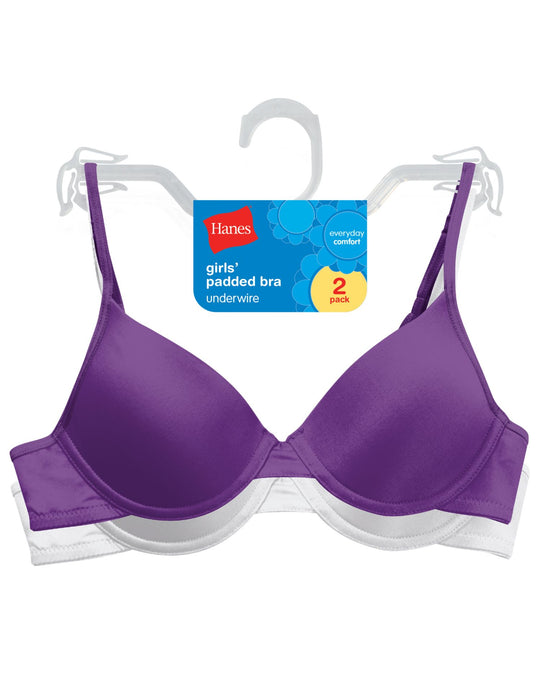 Hanes Girls' Padded Underwire Bra 2-Pack