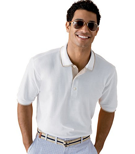 Outer Banks Mens Egyptian Diamond Knit Intarsia Polo