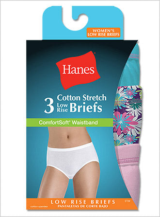 ET39AS - Hanes Women's ComfortSoft Stretch Cotton Low Rise Brief 3-Pack