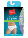 Hanes Women's Cotton Stretch Hipsters with ComfortSoft Waistband 3-Pack