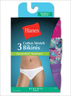 Hanes Women's Cotton Stretch Bikini with ComfortSoft Waistband 3-Pack
