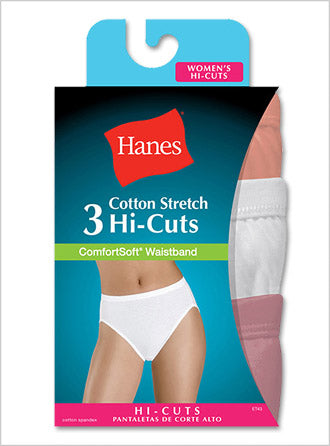 Hanes Women's Stretch ComfortSoft® Cotton Hi-Cut Panties 3-Pack