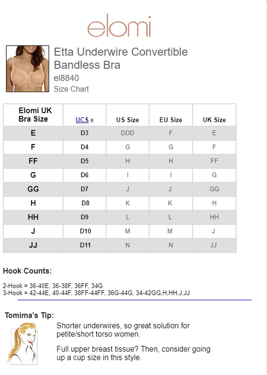 Elomi Womens Etta Underwire Bandless Bra