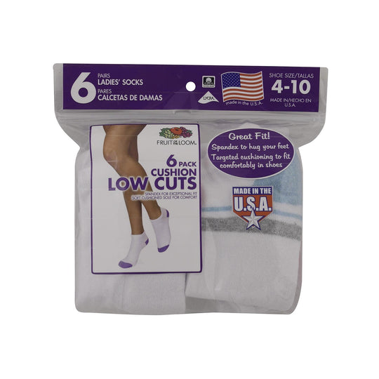 Fruit of the Loom Womens 6 Pack Low Cut Socks