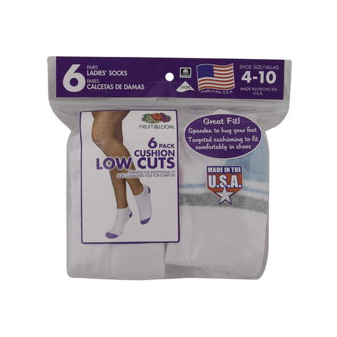 Fruit of the Loom Womens 6 Pack Low Cut Socks