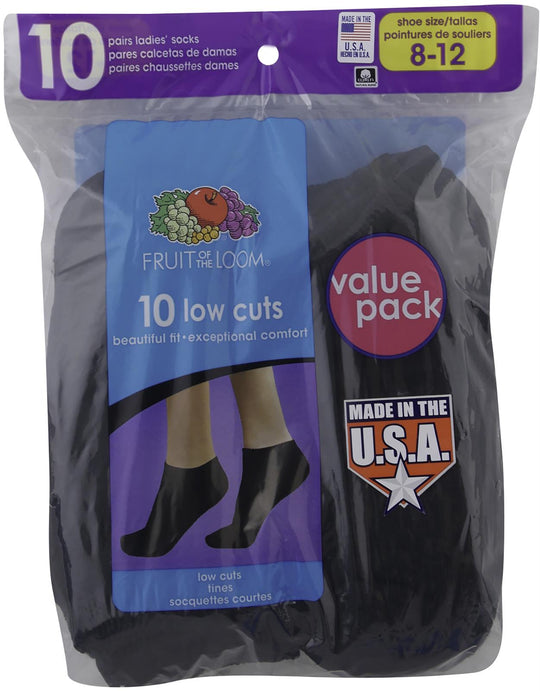 Fruit of the Loom Womens Value 10 Pack Low Cut Socks