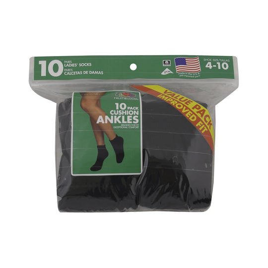 Fruit of the Loom Womens Value 10 Pack Ankle Socks