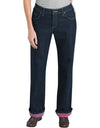Dickies Womens Relaxed Fit Straight Leg Flannel Lined Denim Jeans