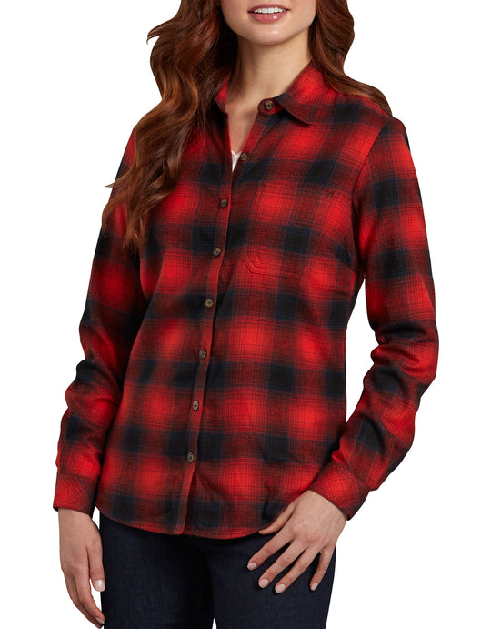Dickies Womens Plus Long Sleeve Plaid Shirt