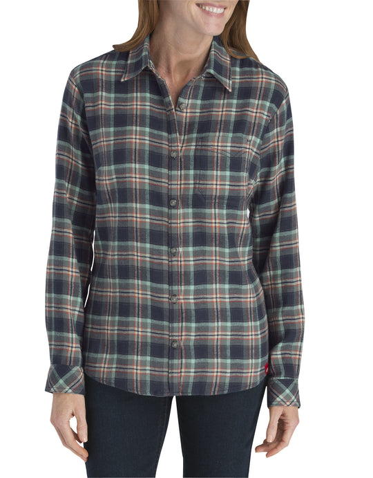 Dickies Womens Plus Long Sleeve Plaid Shirt