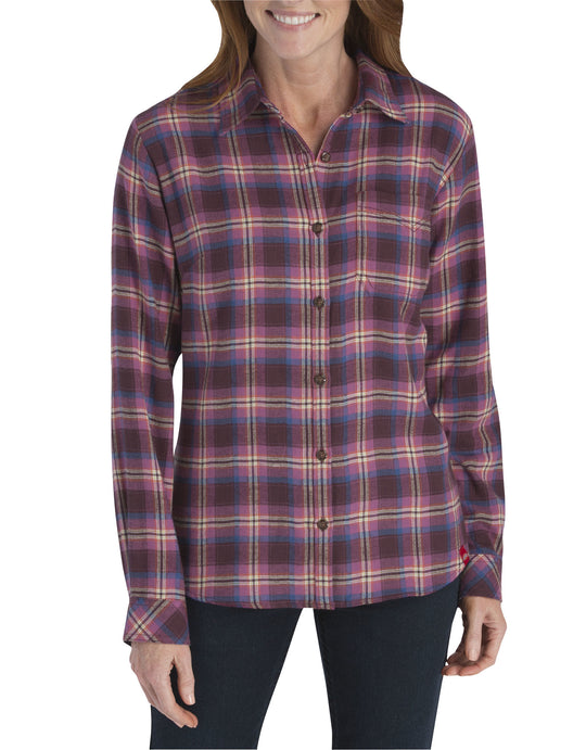 Dickies Womens Plus Long Sleeve Plaid Shirt