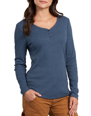 Dickies Womens Plus Long Sleeve Henley Shirt