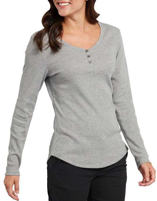 Dickies Womens Plus Long Sleeve Henley Shirt
