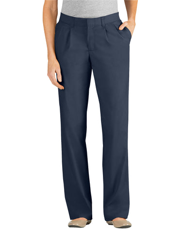 Dickies Womens Relaxed Fit Straight Leg Pleated Front Pants