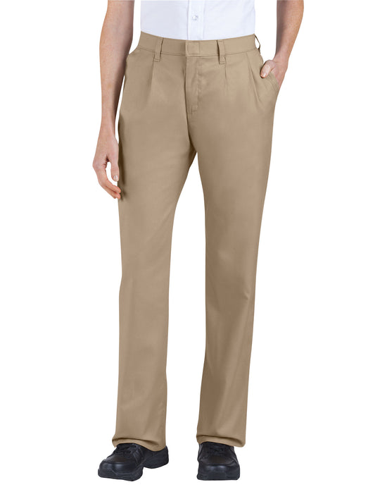 Dickies Womens Relaxed Fit Straight Leg Pleated Front Pants