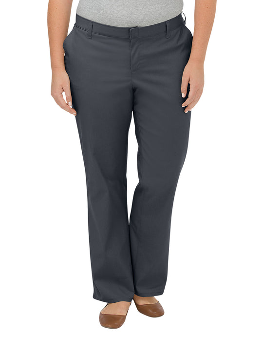 Dickies Womens Plus Size Premium Relaxed Straight Flat Front Pants