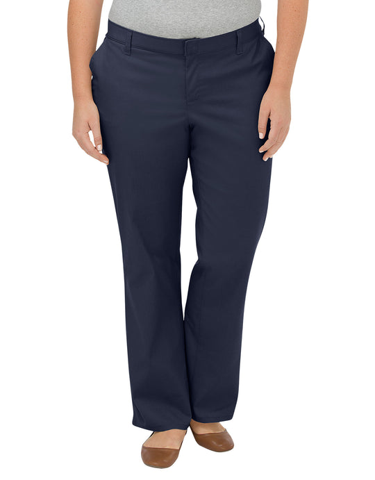 Dickies Womens Plus Size Premium Relaxed Straight Flat Front Pants