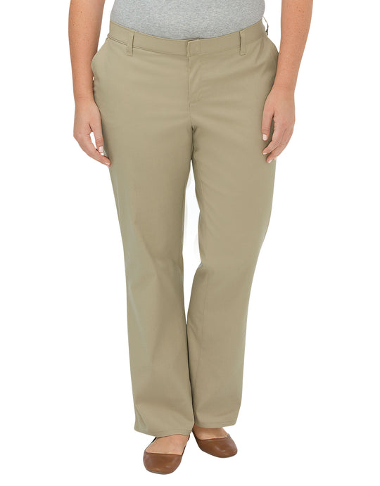 Dickies Womens Plus Size Premium Relaxed Straight Flat Front Pants